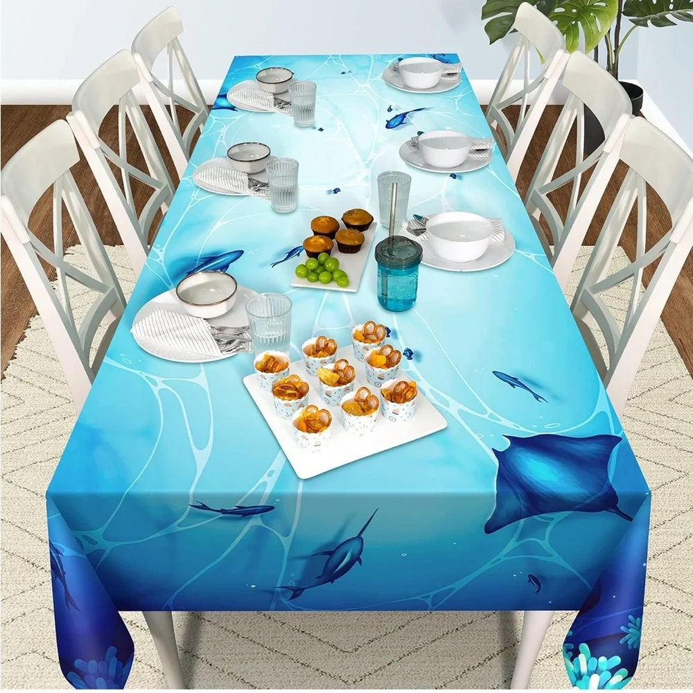 Ocean Blue Party Tablecloth Cheerland Under The Sea Party
